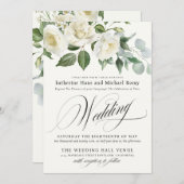 CreamyFloral Eucalyptus Script Calligraphy Wedding Kaart (Voorkant / Achterkant)