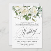CreamyFloral Eucalyptus Script Calligraphy Wedding Kaart (Voorkant)