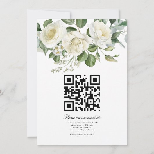 CreamyFloral Eucalyptus Script Calligraphy Wedding Kaart (Achterkant)