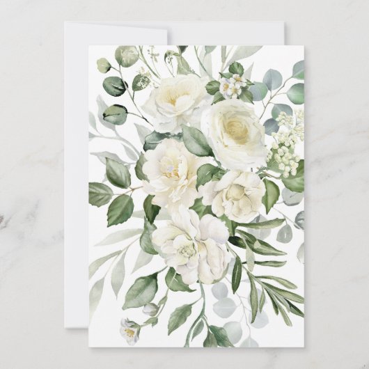 CreamyFloral Eucalyptus Script Calligraphy Wedding Kaart (Achterkant)