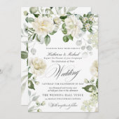 CreamyFloral Eucalyptus Script Calligraphy Wedding Kaart (Voorkant / Achterkant)