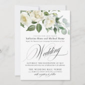 CreamyFloral Eucalyptus Script Calligraphy Wedding Kaart (Voorkant)