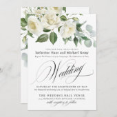 CreamyFloral Eucalyptus Script Calligraphy Wedding Kaart (Voorkant / Achterkant)