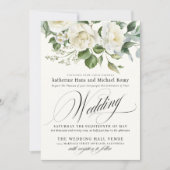 CreamyFloral Eucalyptus Script Calligraphy Wedding Kaart (Voorkant)