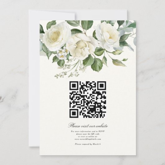 CreamyFloral Eucalyptus Script Calligraphy Wedding Kaart (Achterkant)