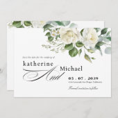 CreamyFloral Eucalyptus Script Calligraphy Wedding Save The Date (Voorkant / Achterkant)