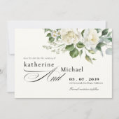 CreamyFloral Eucalyptus Script Calligraphy Wedding Save The Date (Voorkant)