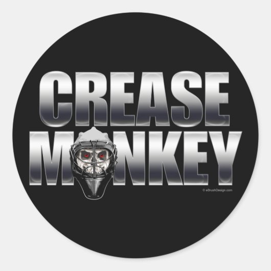 Creaseaap (Hockey Goalie) Ronde Sticker (Voorkant)