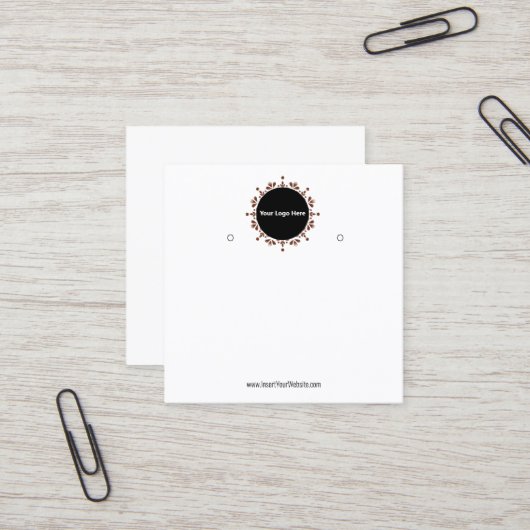 Creat Your Custom Logo Earring Display Card Vierkante Visitekaartje (Voorkant / Achterkant in situ)