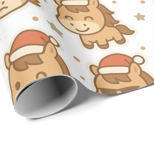 Create a cute horse wearing a tiny Christmas hat Cadeaupapier (Rol Hoek)