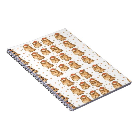 Create a cute horse wearing a tiny Christmas hat Notitieboek (Rechterzijde)