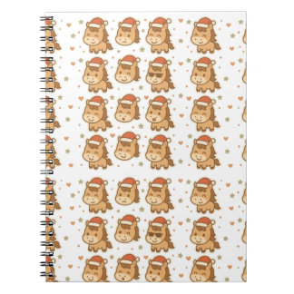Create a cute horse wearing a tiny Christmas hat Notitieboek