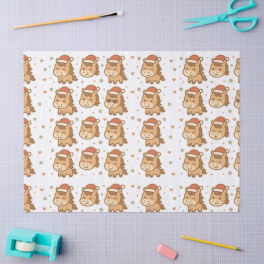 Create a cute horse wearing a tiny Christmas hat Tissuepapier (Craft)