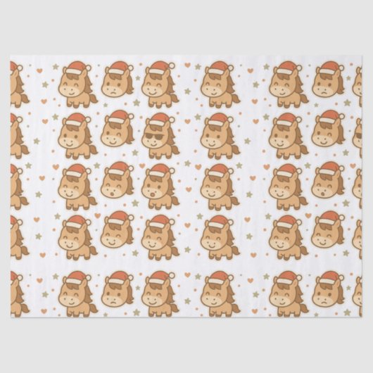 Create a cute horse wearing a tiny Christmas hat Tissuepapier (Voorkant)