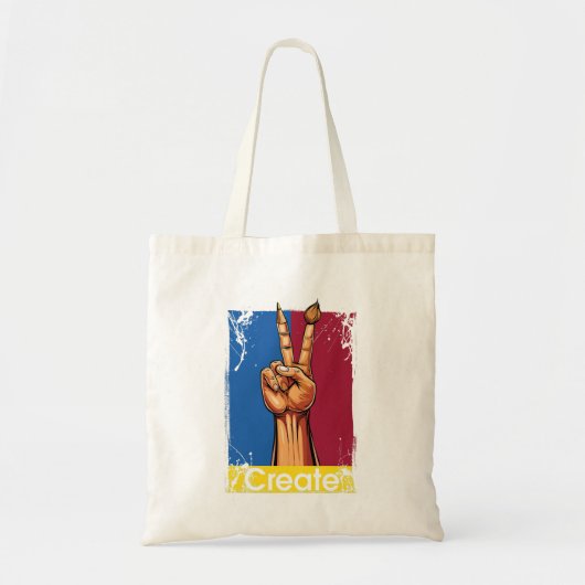 Create Art Hand Vredesteken Inspirerend Tote Bag (Voorkant)