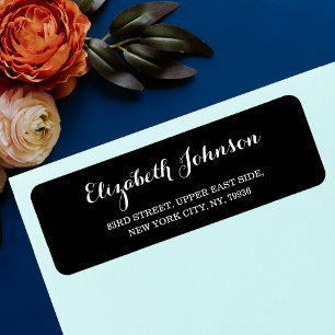 Create Custom Elegant Black & White Return Address Etiket