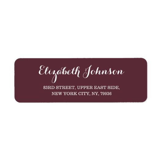 Create Custom Elegant Burgundy Return Address Etiket (Voorkant)