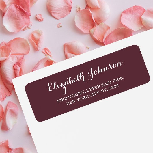 Create Custom Elegant Burgundy Return Address Etiket