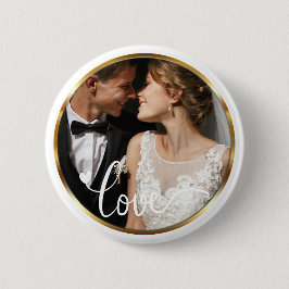 Create it yourself Love Script Gold Frame Photo Ronde Button 5,7 Cm