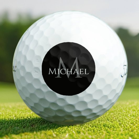 Create Monogram Name Initial Elegant Black Golfballen