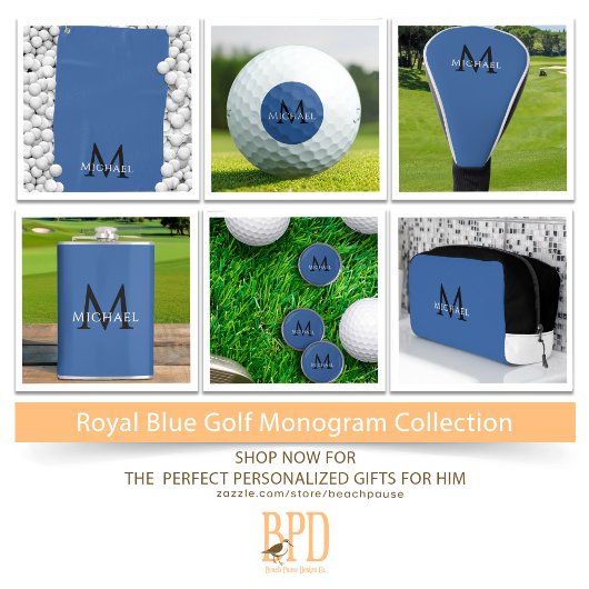 Create Monogram Name Initial Elegant Blue Golfballen