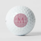 Create Monogram Name Initial Elegant Pink Golfballen (Voorkant)