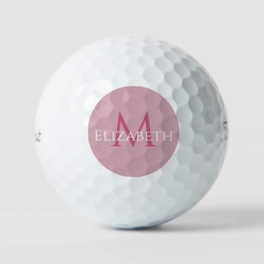 Create Monogram Name Initial Elegant Pink Golfballen (Voorkant)
