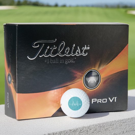 Create Monogram Name Initial Elegant Teal Green Golfballen