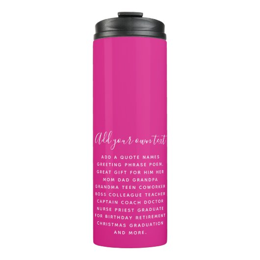 Create Own CERISE PINK Custom Text Personalized Thermosbeker (Voorkant)