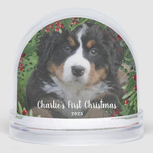 Create your Dog's First Christmas photo Sneeuwbol (Voorkant)