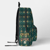 Create Your Luck – Elegant Green & Gold Motivation Bedrukte Rugzak (Links)