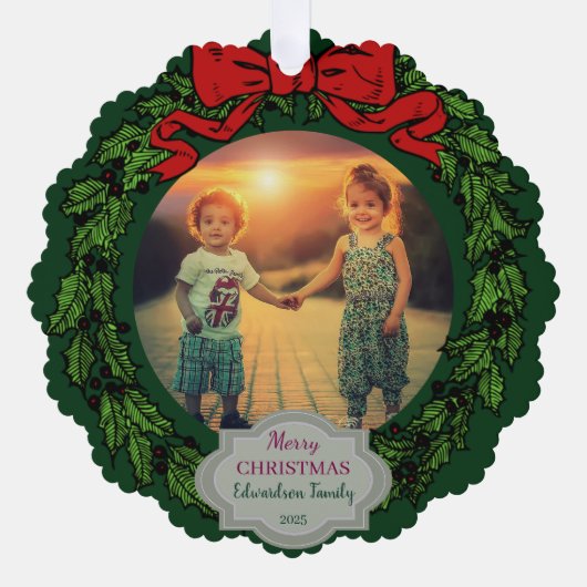 Create your Merry Christmas family photo christmas Ornament Kaart (Voorkant)