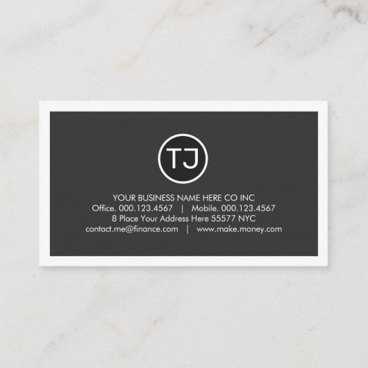 Create Your Monogram Grey White Layers Visitekaartje (Achterkant)