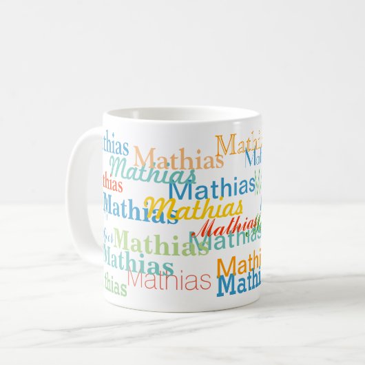 Create Your Name Pattern on White Koffiemok (Voorkant links)