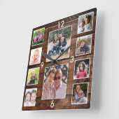 Create Your Own 10 Photo Collage Reclaimed Wood Vierkante Klok (Hoek)