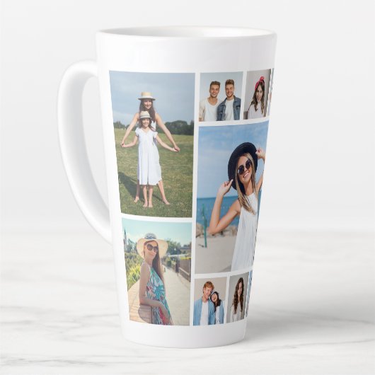 Create Your Own 11 Photo Collage Latte Mok (Linkerhoek)