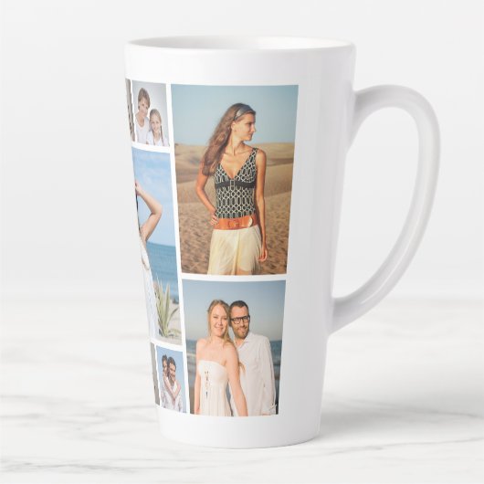 Create Your Own 11 Photo Collage Latte Mok (Rechts)