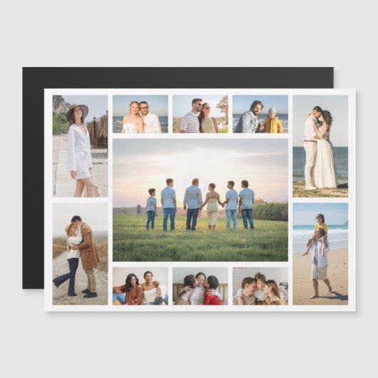 Create Your Own 11 Photo Collage Magnetic Card (Voorkant / Achterkant)
