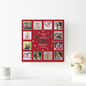 Create Your Own 12 Foto van Collage Frame Red Vierkante Klok (Huis)