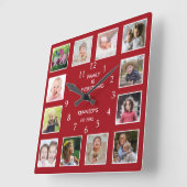 Create Your Own 12 Foto van Collage Frame Red Vierkante Klok (Hoek)