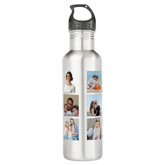 Create Your Own 15 Sqaure Photo Collage Waterfles (Achterkant)