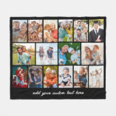 Create Your Own 16 Photo Collage Black Fleece Deken (Voorkant (Horizontaal))