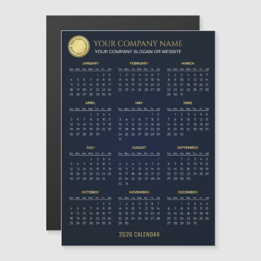 Create Your Own 2026 Company Calendar | Magnet (Voorkant / Achterkant)