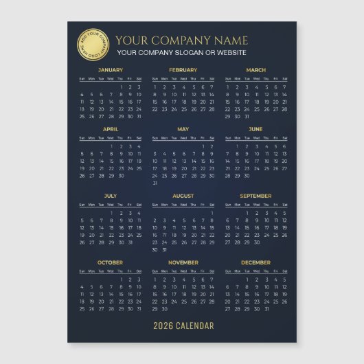 Create Your Own 2026 Company Calendar | Magnet (Voorkant)