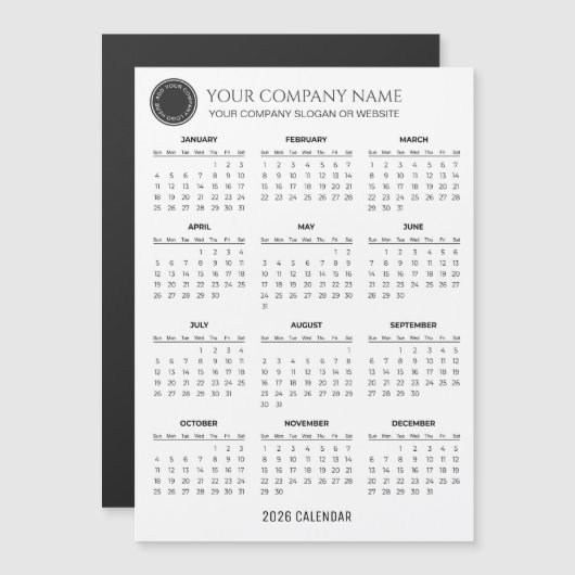 Create Your Own 2026 Company Calendar | Magnet (Voorkant / Achterkant)