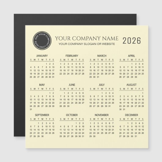 Create Your Own 2026 Company Calendar | Magnet (Voorkant / Achterkant)