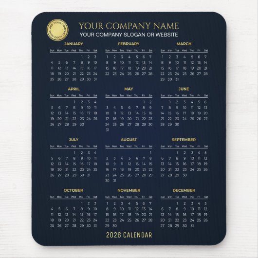 Create Your Own 2026 Company Calendar | Mousepad Muismat (Voorkant)
