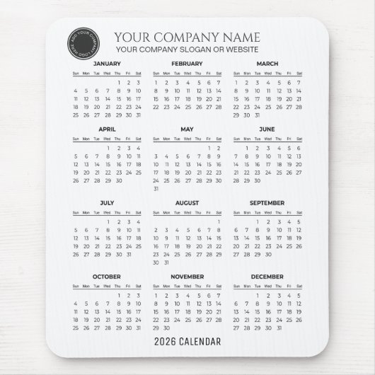 Create Your Own 2026 Company Calendar | Mousepad Muismat (Voorkant)