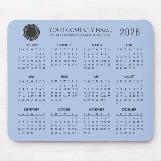 Create Your Own 2026 Company Calendar |  Muismat (Voorkant)