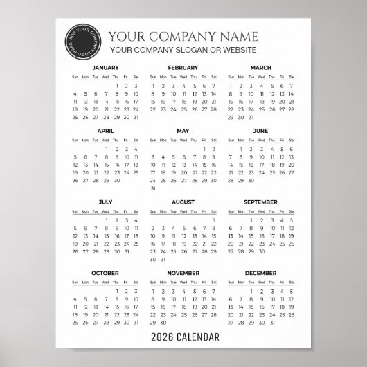 Create Your Own 2026 Company Calendar |  Poster (Voorkant)